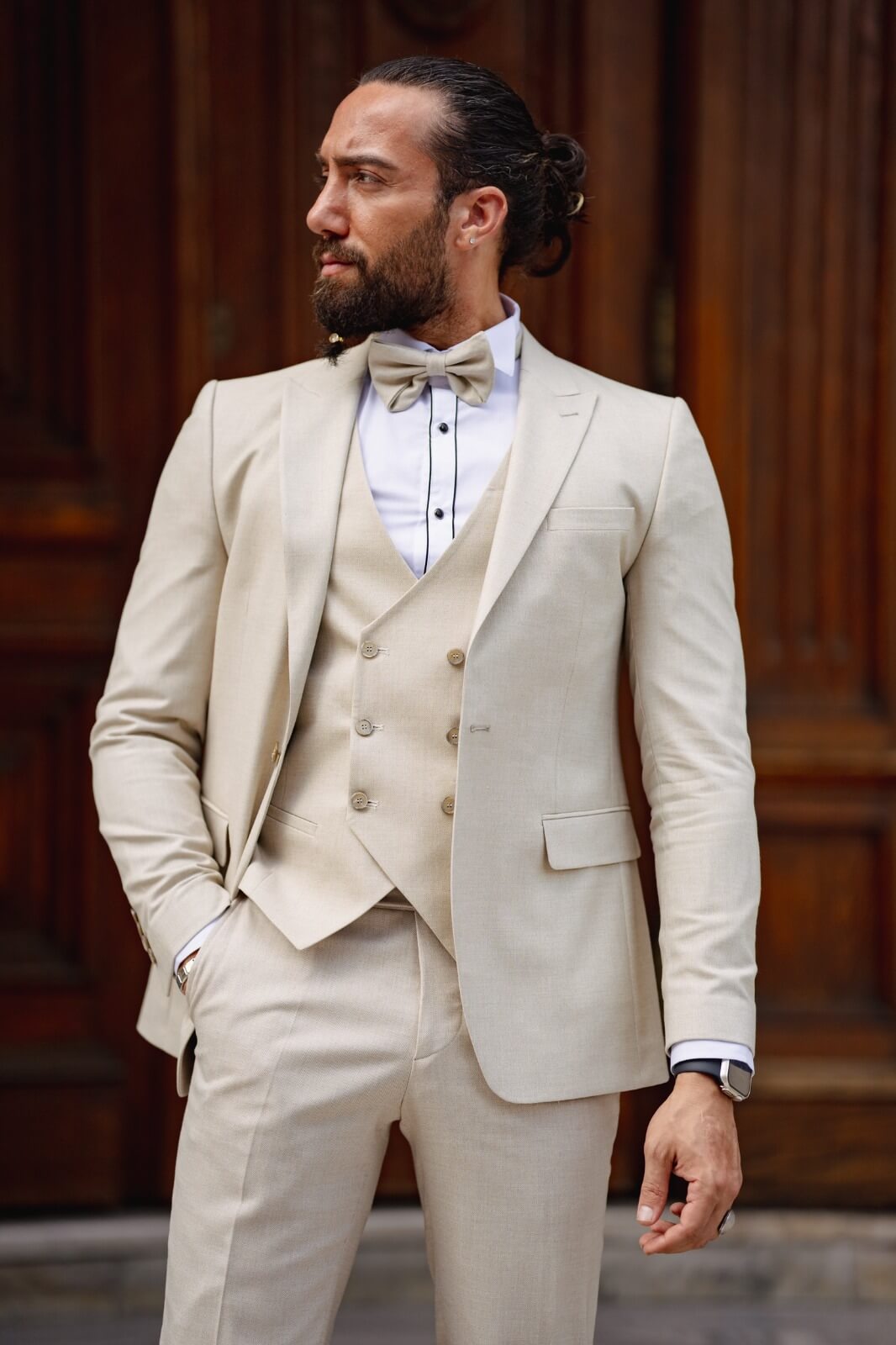 Nile Beige Tuxedo Suit