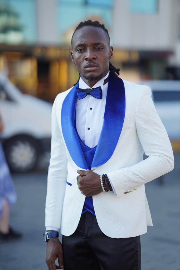 Sleek White & Blue Tuxedo