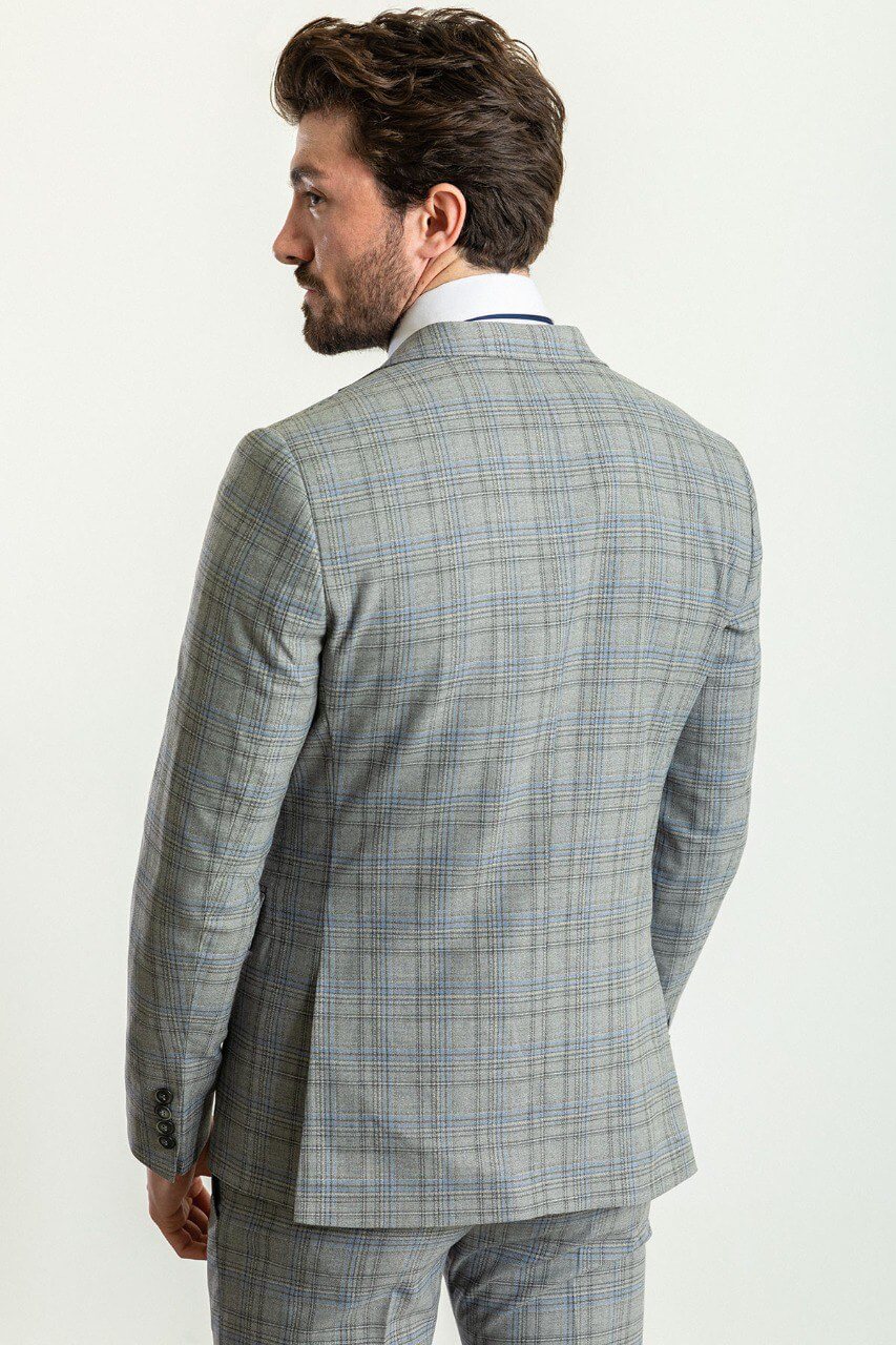Men's Gray Blue Pattern Perfection Suit