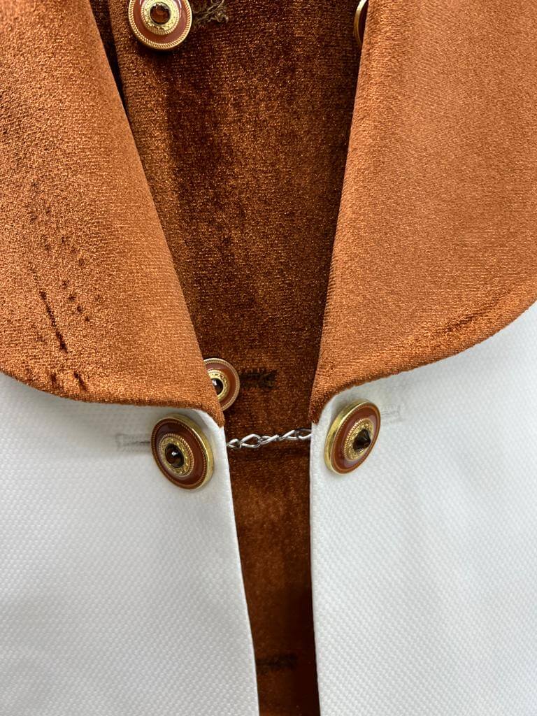 White & Orange Velvet Collar Tuxedo
