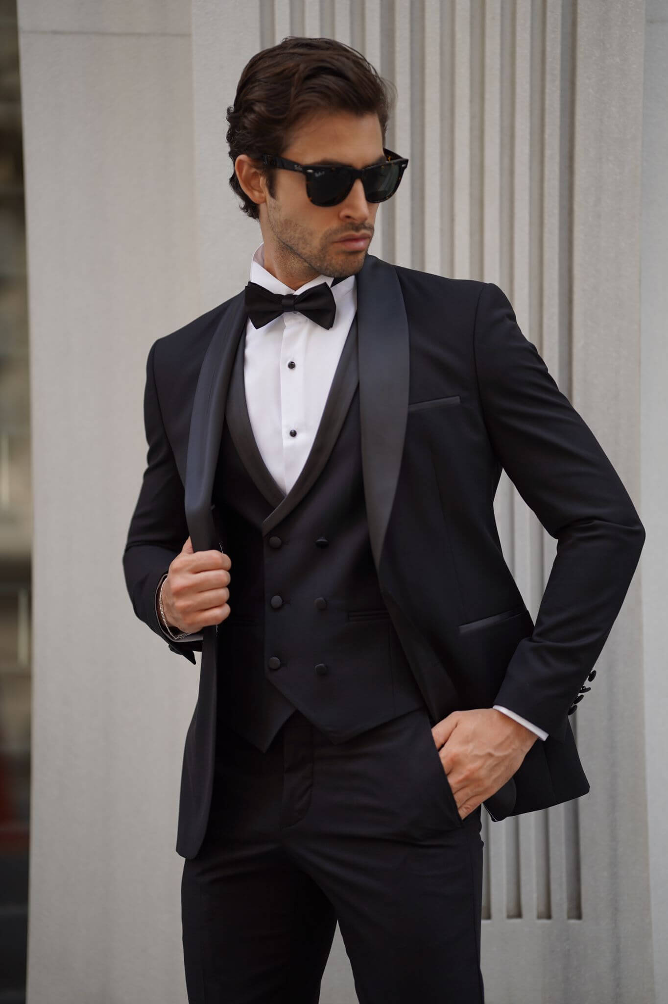 Slim Fit Shawl Collar Black Tuxedo Suit.