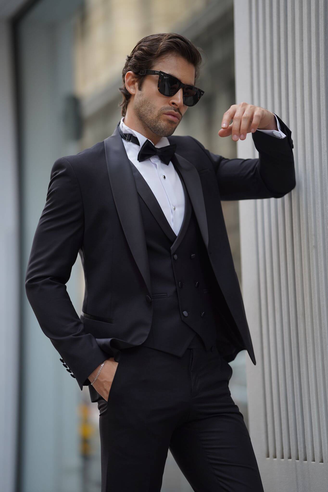 Slim Fit Shawl Collar Black Tuxedo Suit.