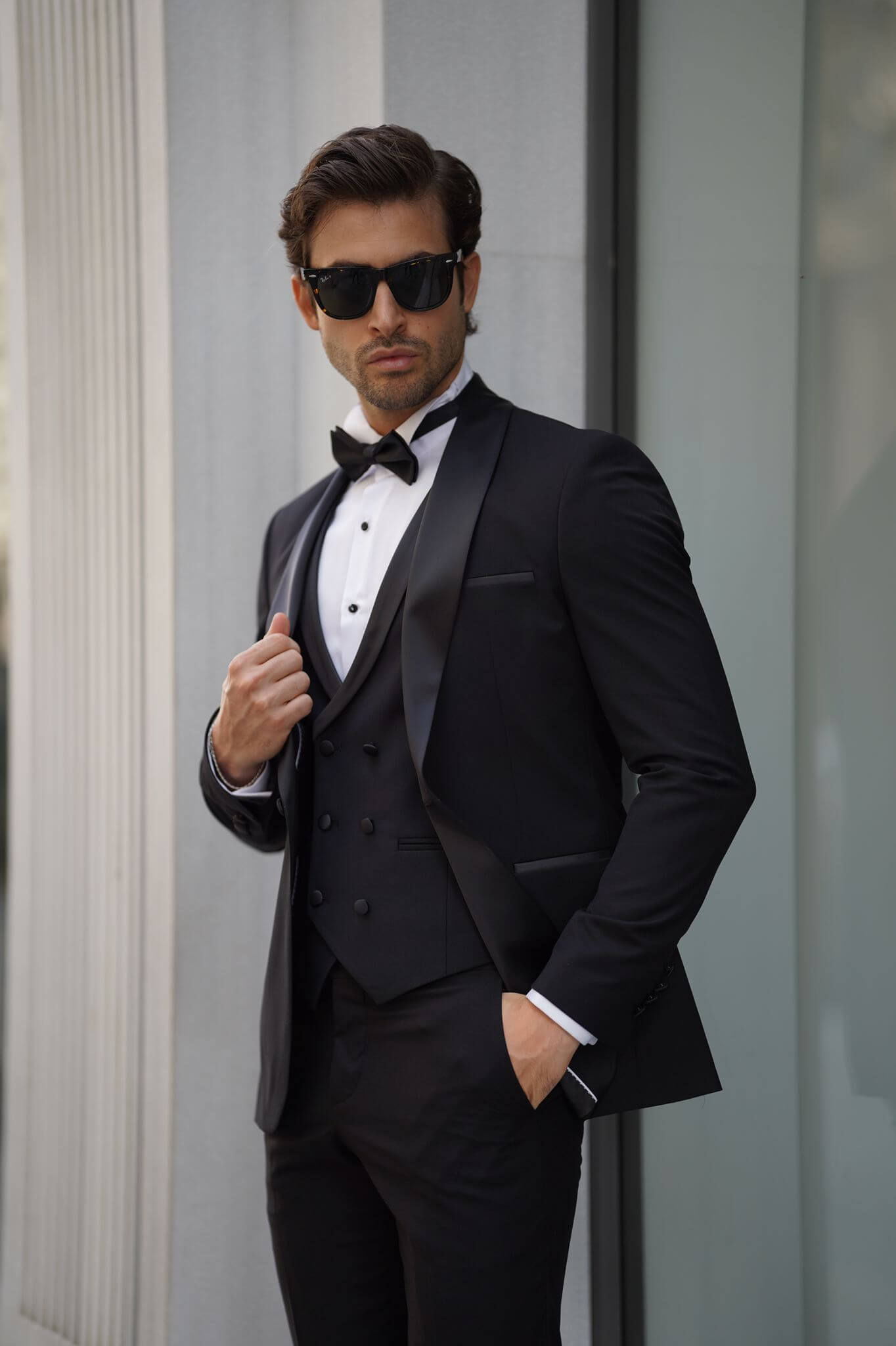 Slim Fit Shawl Collar Black Tuxedo Suit.