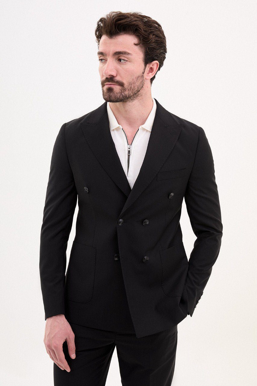 Black Double-Breasted Monarch Suit