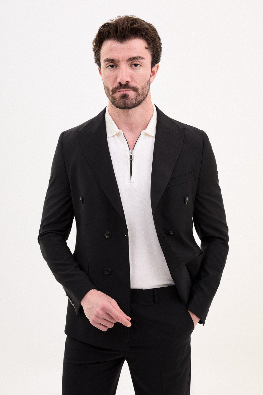 Black Double-Breasted Monarch Suit
