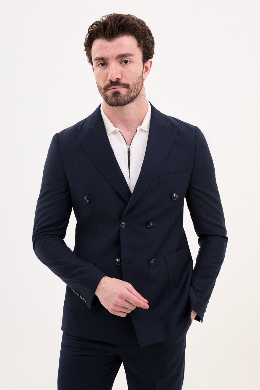 Navy Blue Double-Breasted Imperial Suit