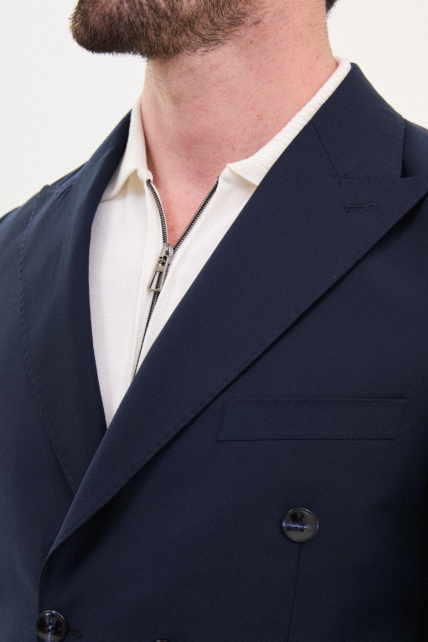 Navy Blue Double-Breasted Imperial Suit