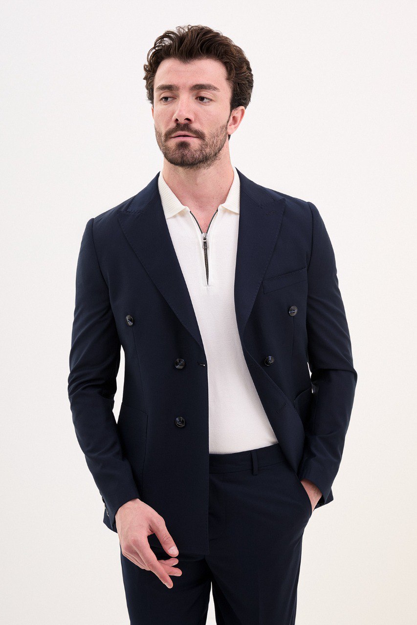 Navy Blue Double-Breasted Imperial Suit