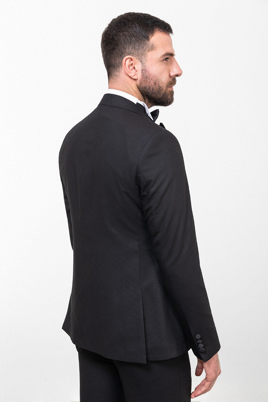 Slim Fit Peak Lapel Black Tuxedo