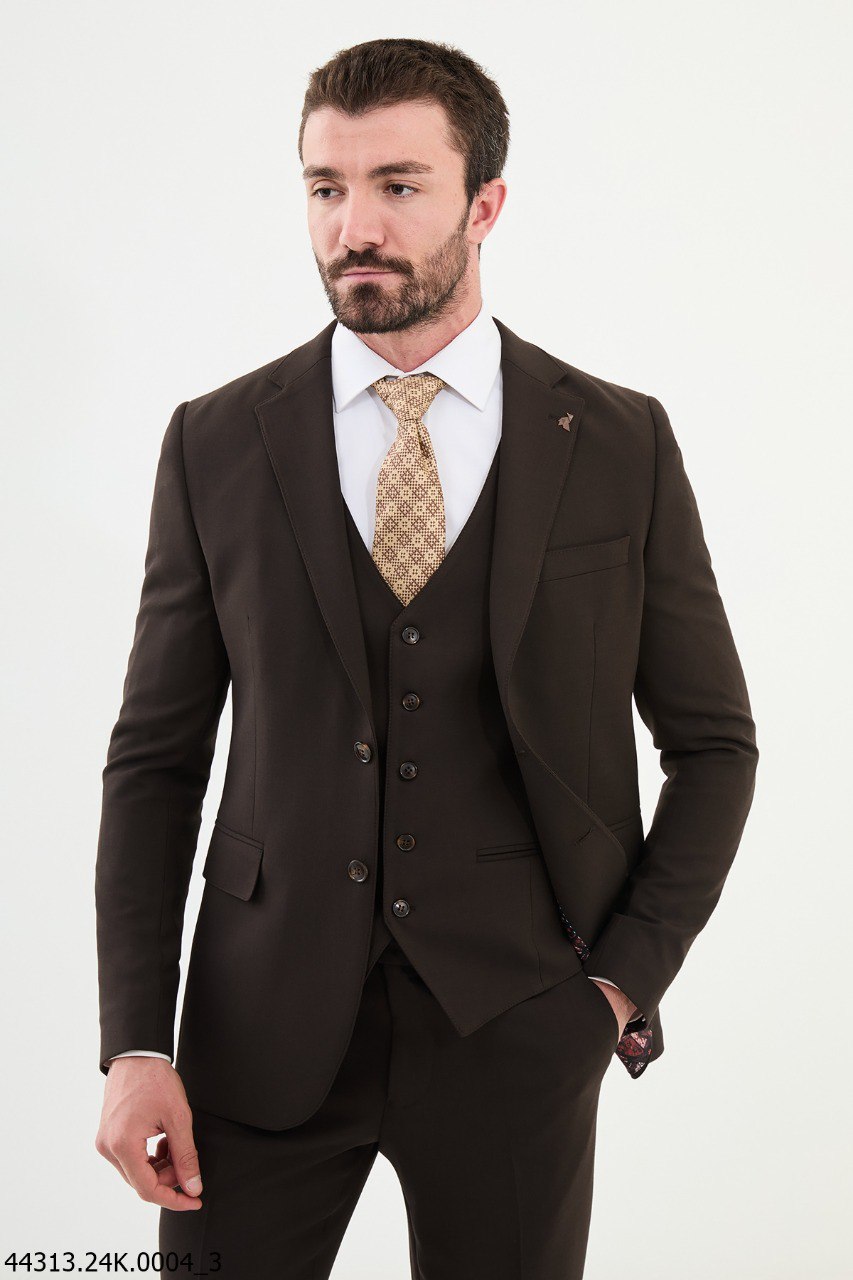 Chocolate Brown Slim Fit 3-Piece Suit
