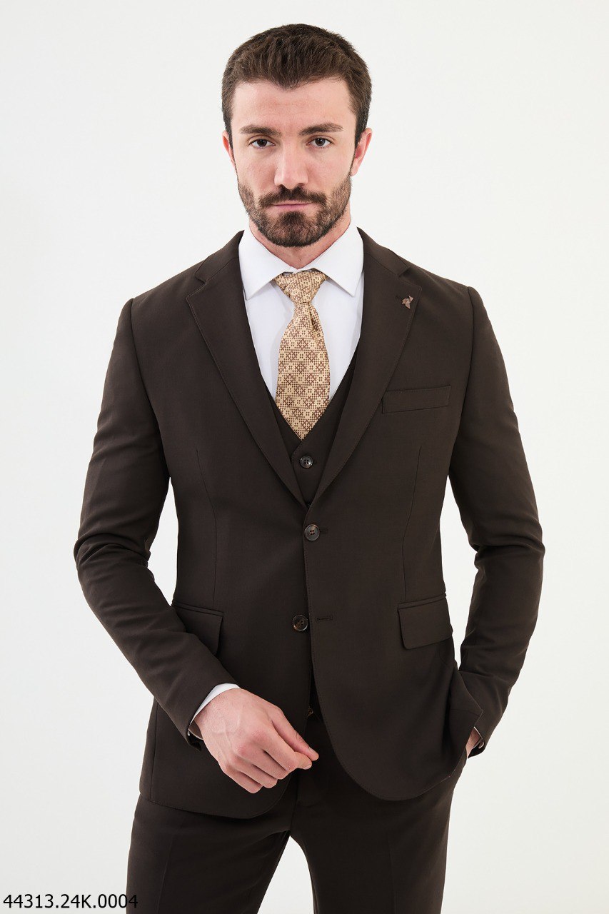 Chocolate Brown Slim Fit 3-Piece Suit