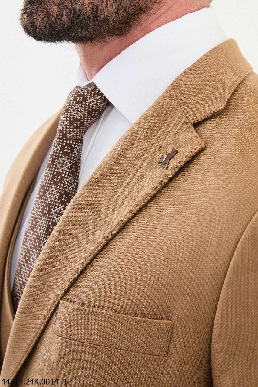 Golden Sand Tailored Fit Wedding Suit