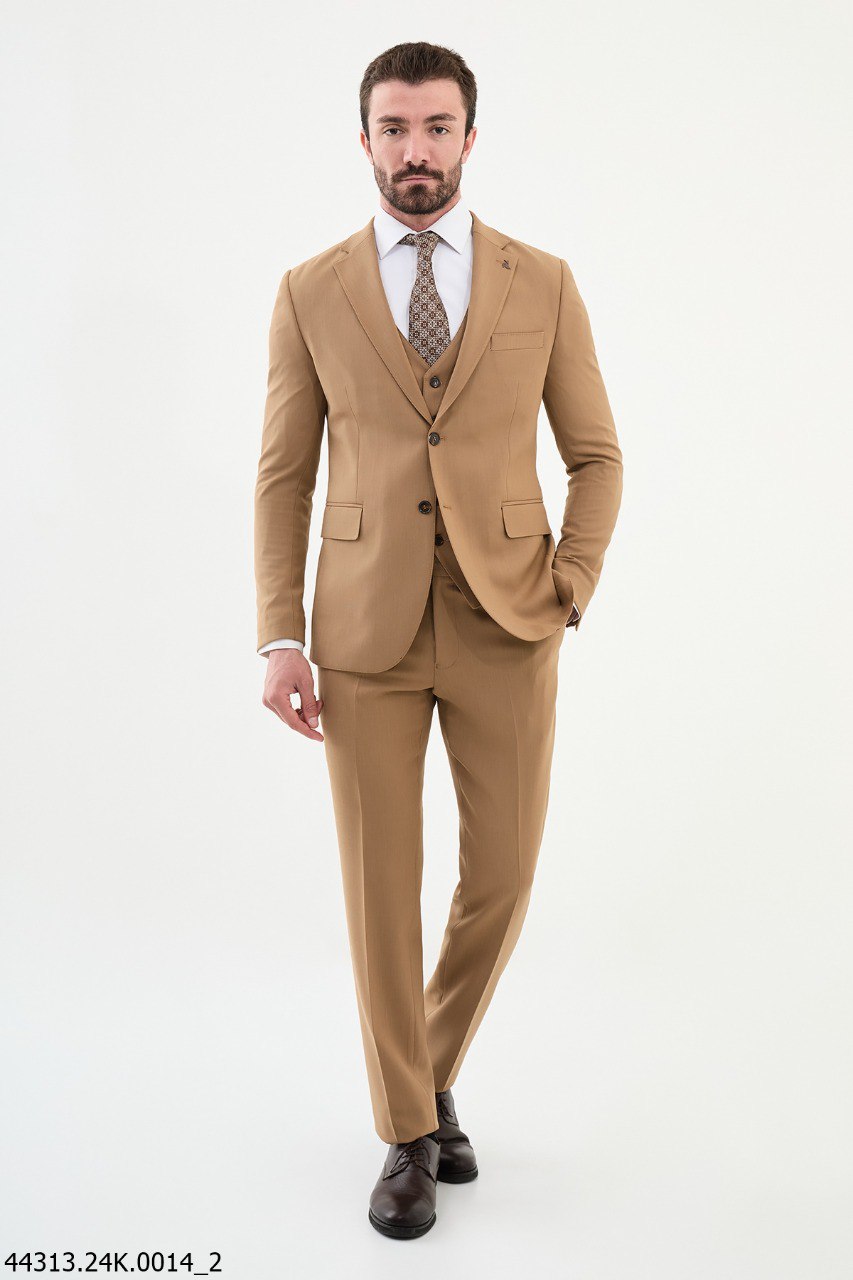 Golden Sand Tailored Fit Wedding Suit