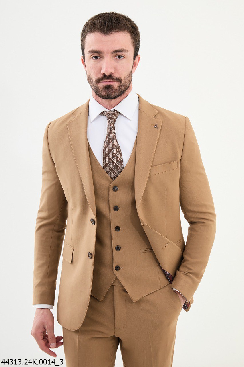 Golden Sand Tailored Fit Wedding Suit