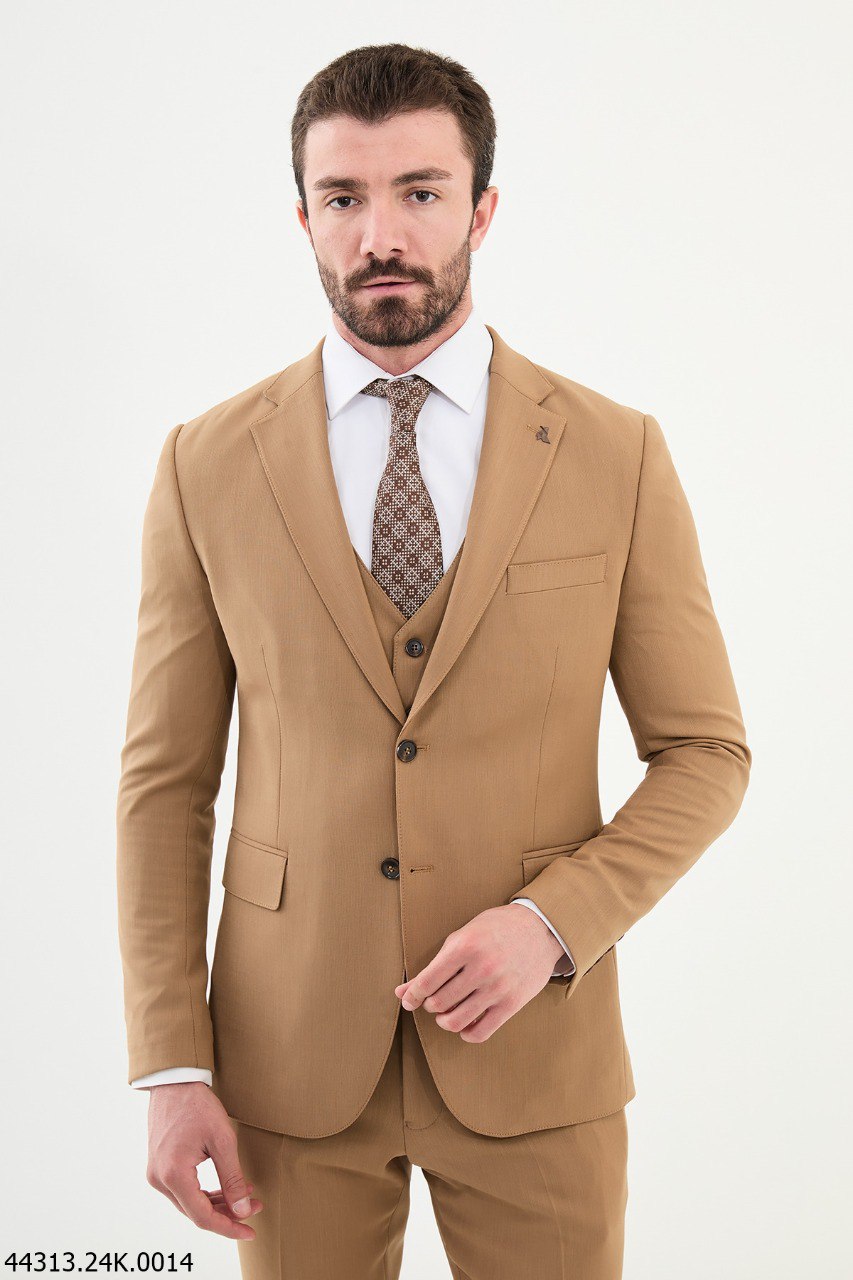 Golden Sand Tailored Fit Wedding Suit