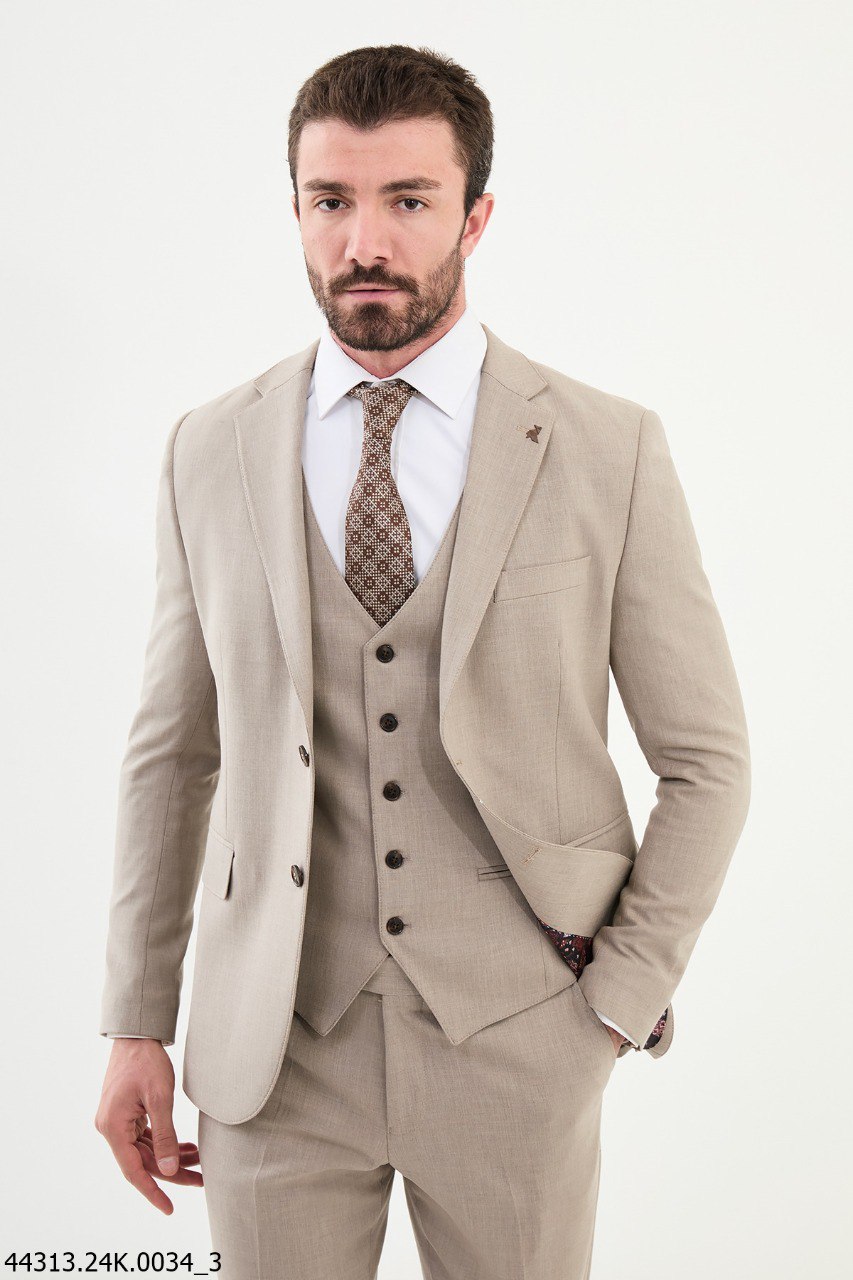 Sandstone Fit Beige Wedding Suit