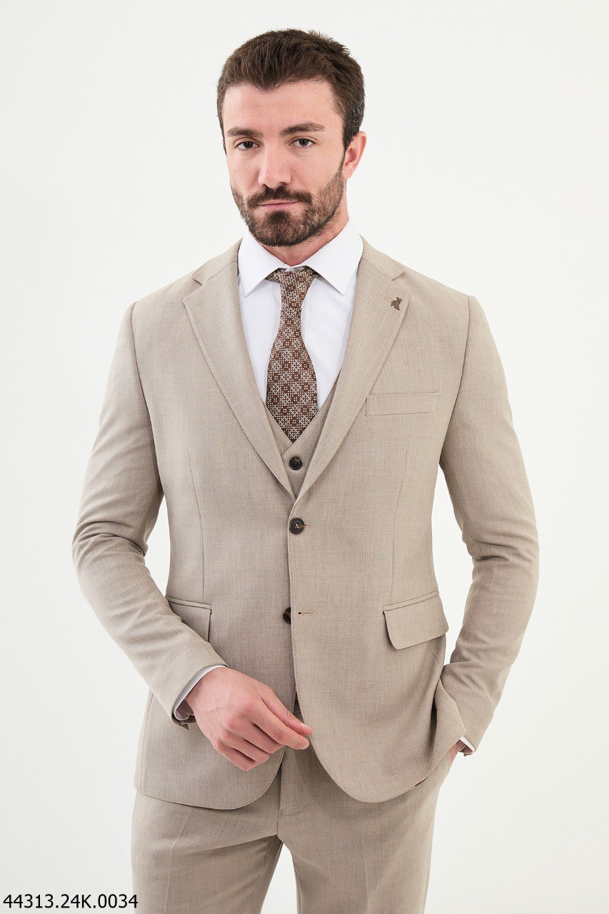 Sandstone Fit Beige Wedding Suit