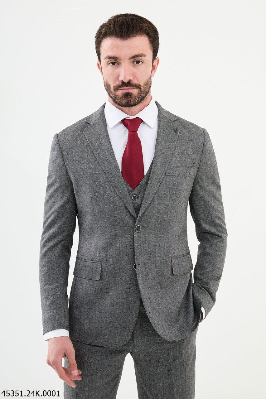 Light Gray Slim Fit 3-Piece Suit