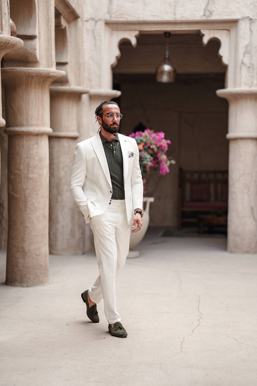 The Linen Blend White Suit