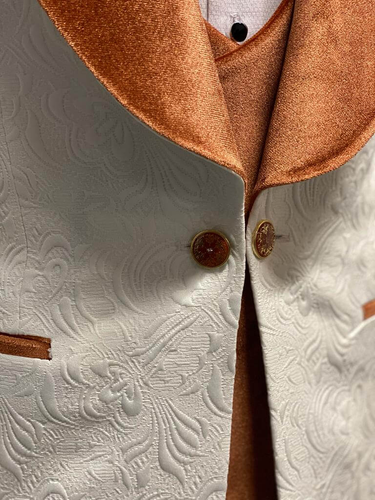 Men's Velvet Collar and Double Button Detailed Special Design Wedding Suit
