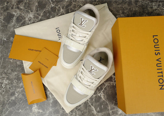 Louis Vuitton Off-White Beige Trainer Sneakers