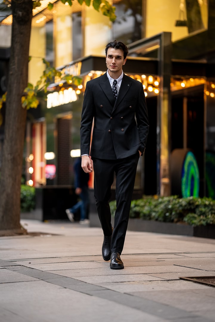 Men’s Black Double-Breasted Suit Jacket