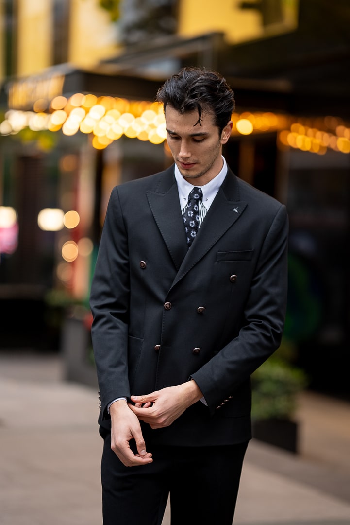 Men’s Black Double-Breasted Suit Jacket