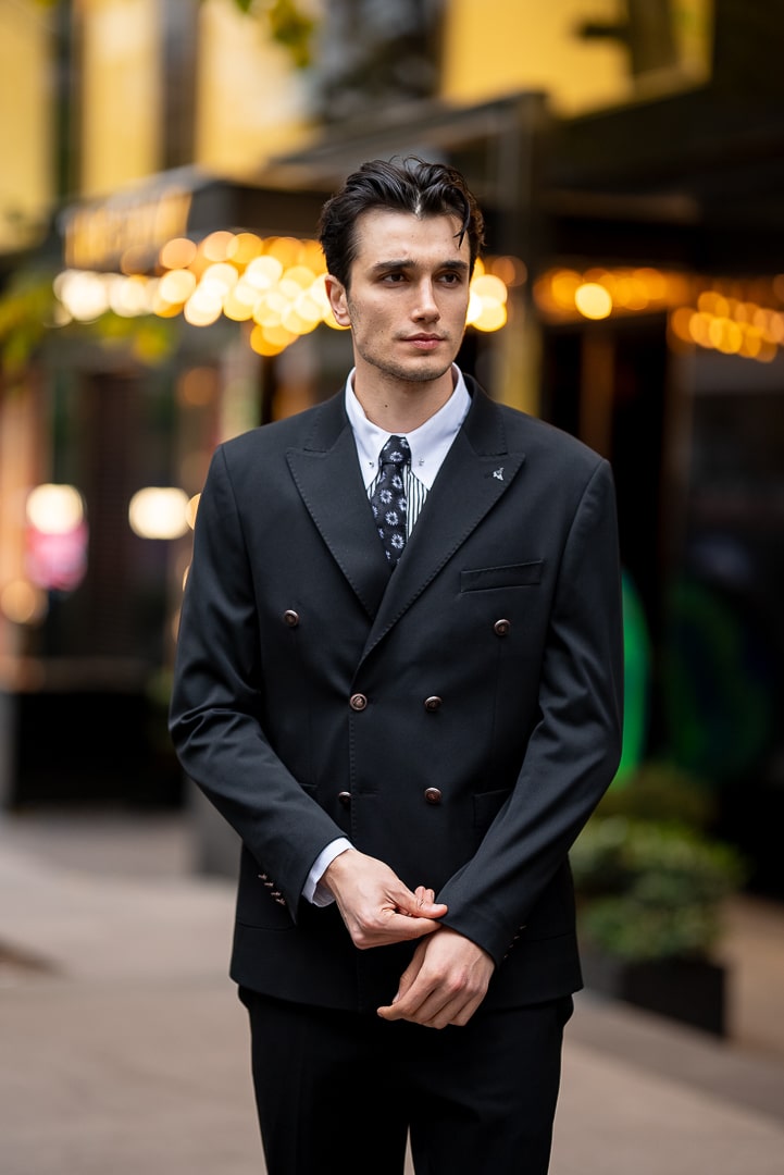 Men’s Black Double-Breasted Suit Jacket