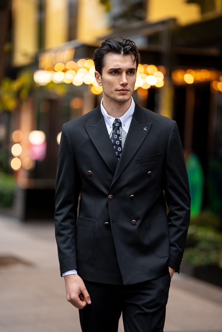 Men’s Black Double-Breasted Suit Jacket
