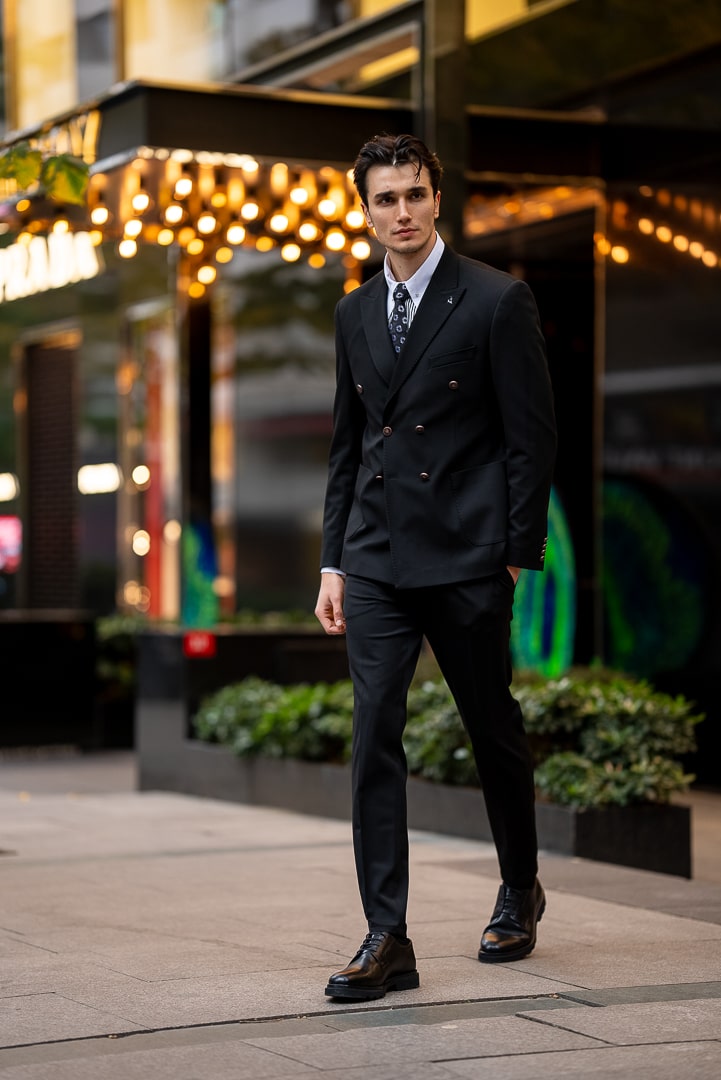 Men’s Black Double-Breasted Suit Jacket