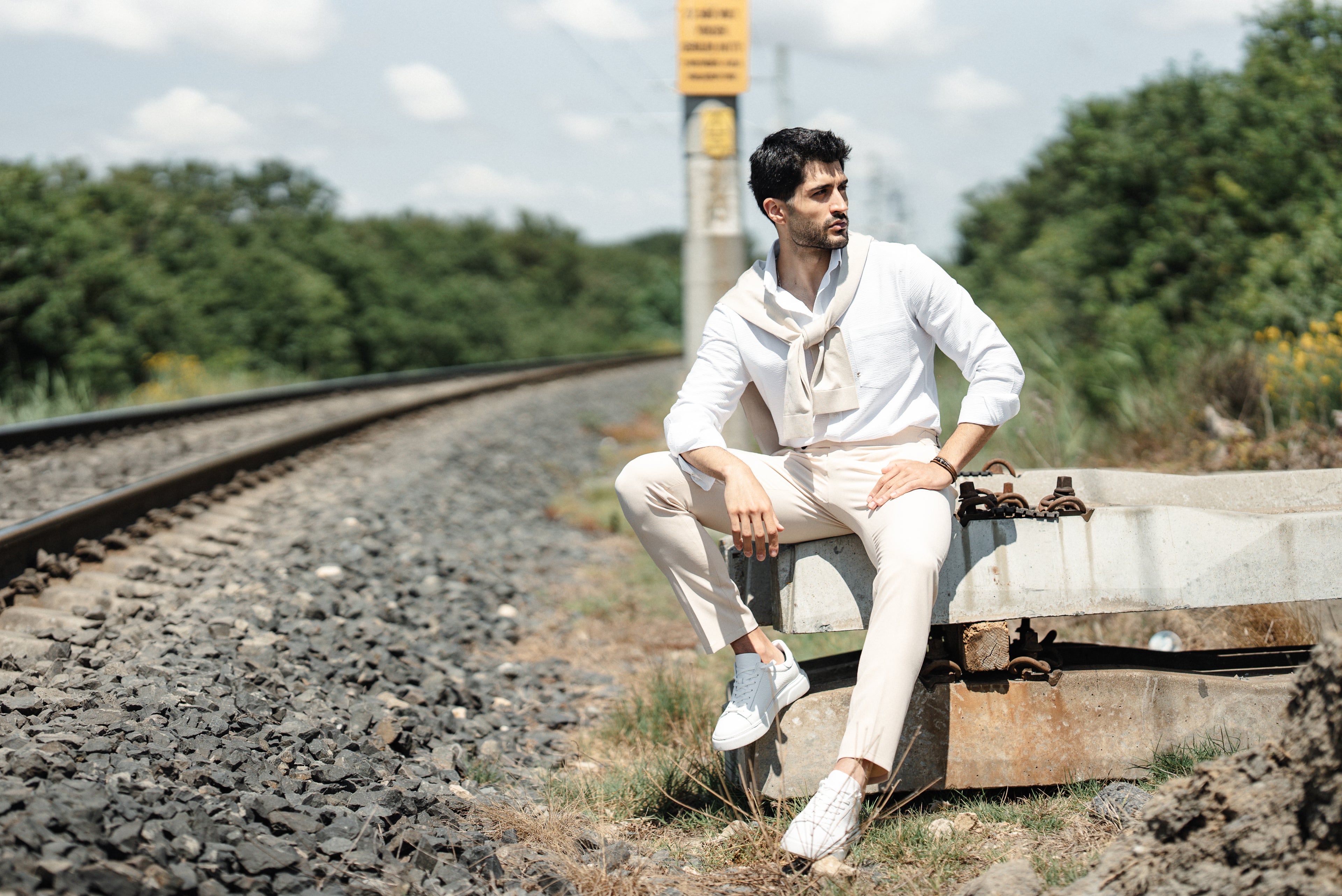 Men's Beige Linen Shirt