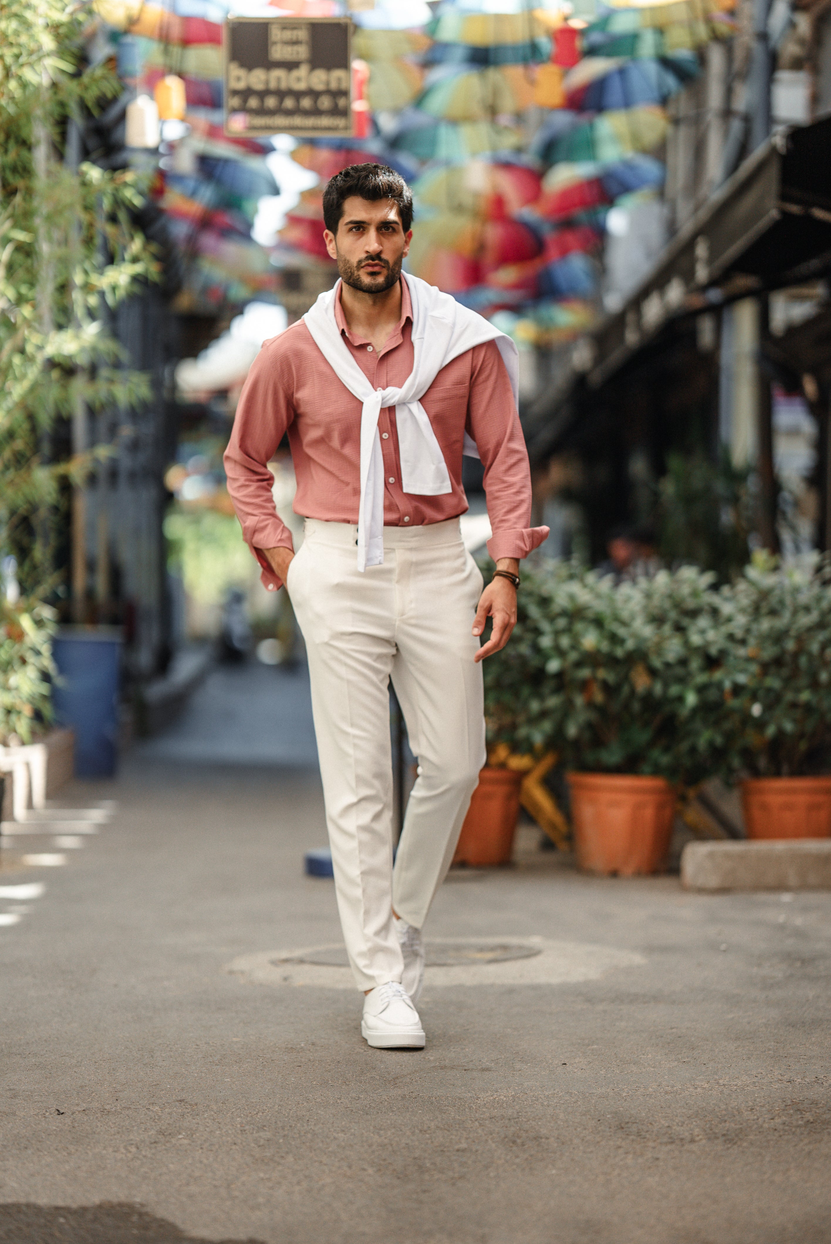 Men's Pink Linen Shirt