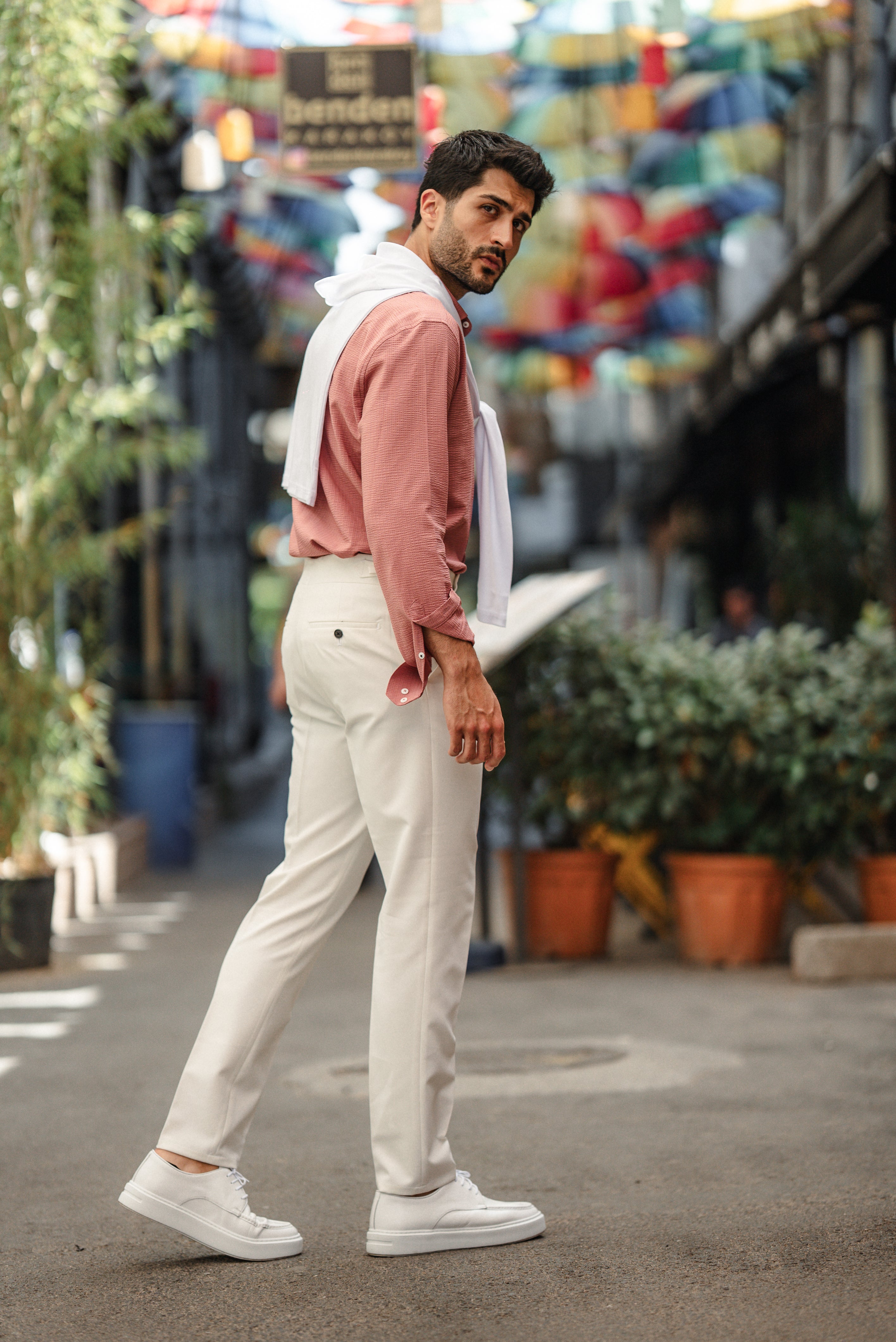 Men's Pink Linen Shirt