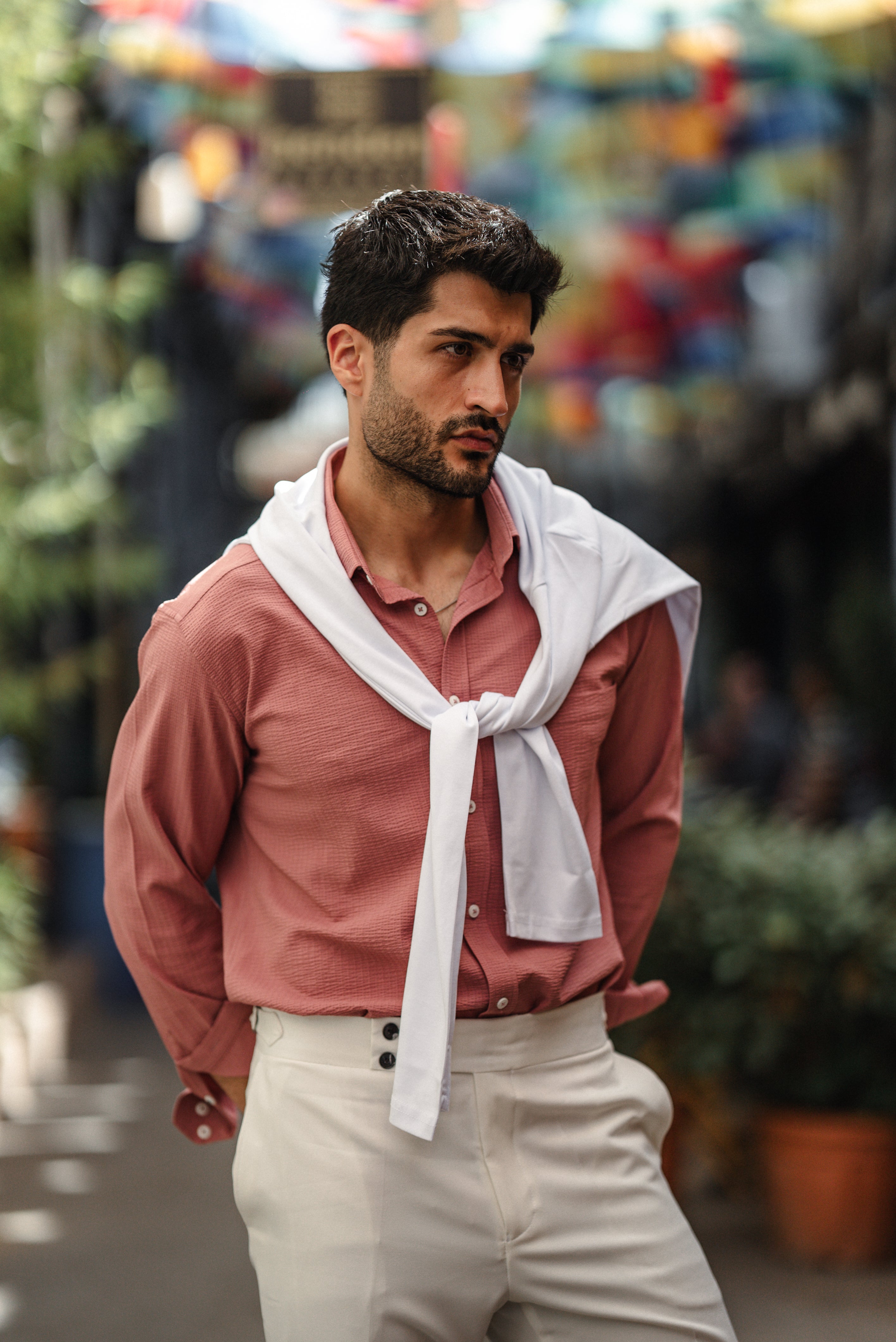 Men's Pink Linen Shirt