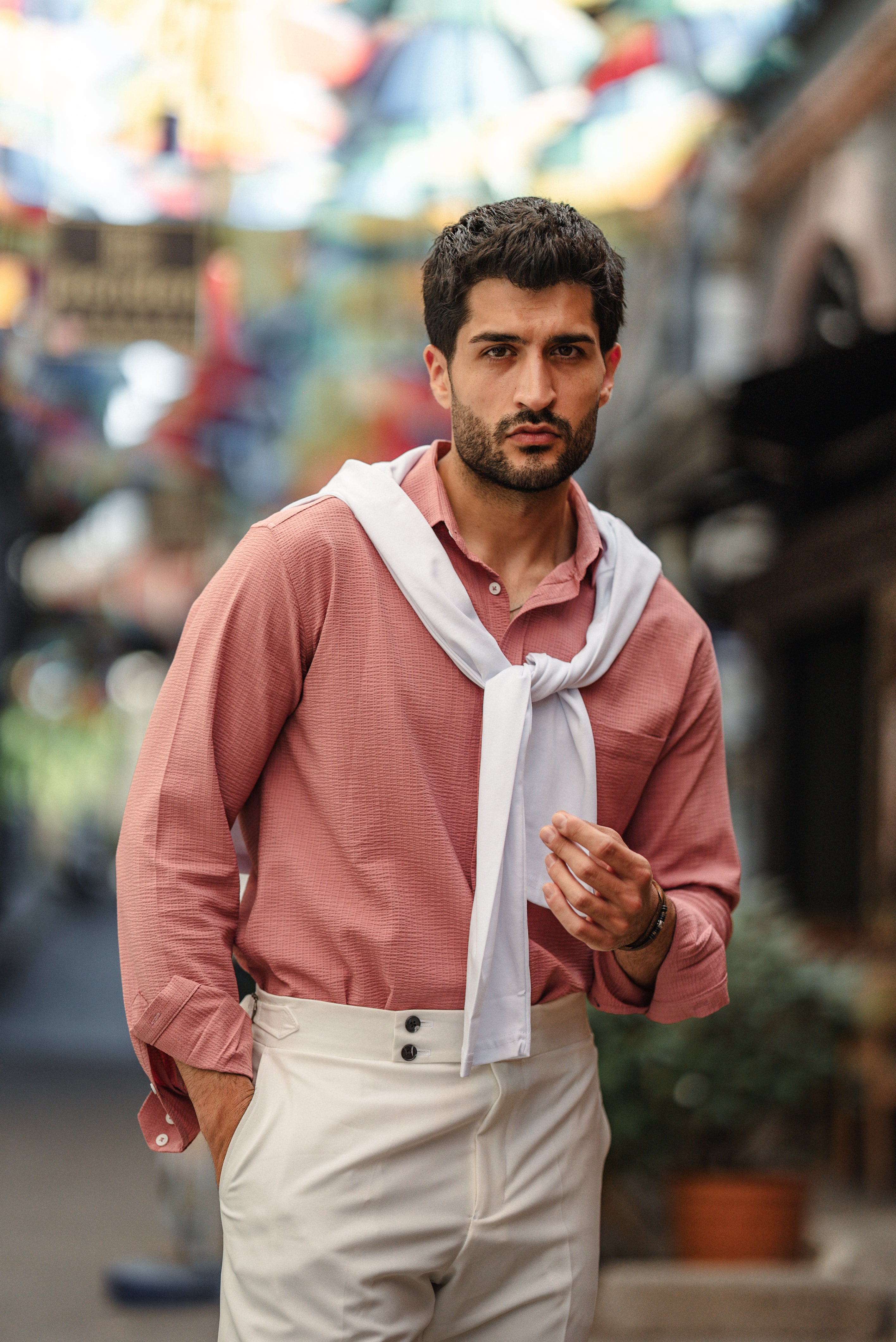 Men's Pink Linen Shirt