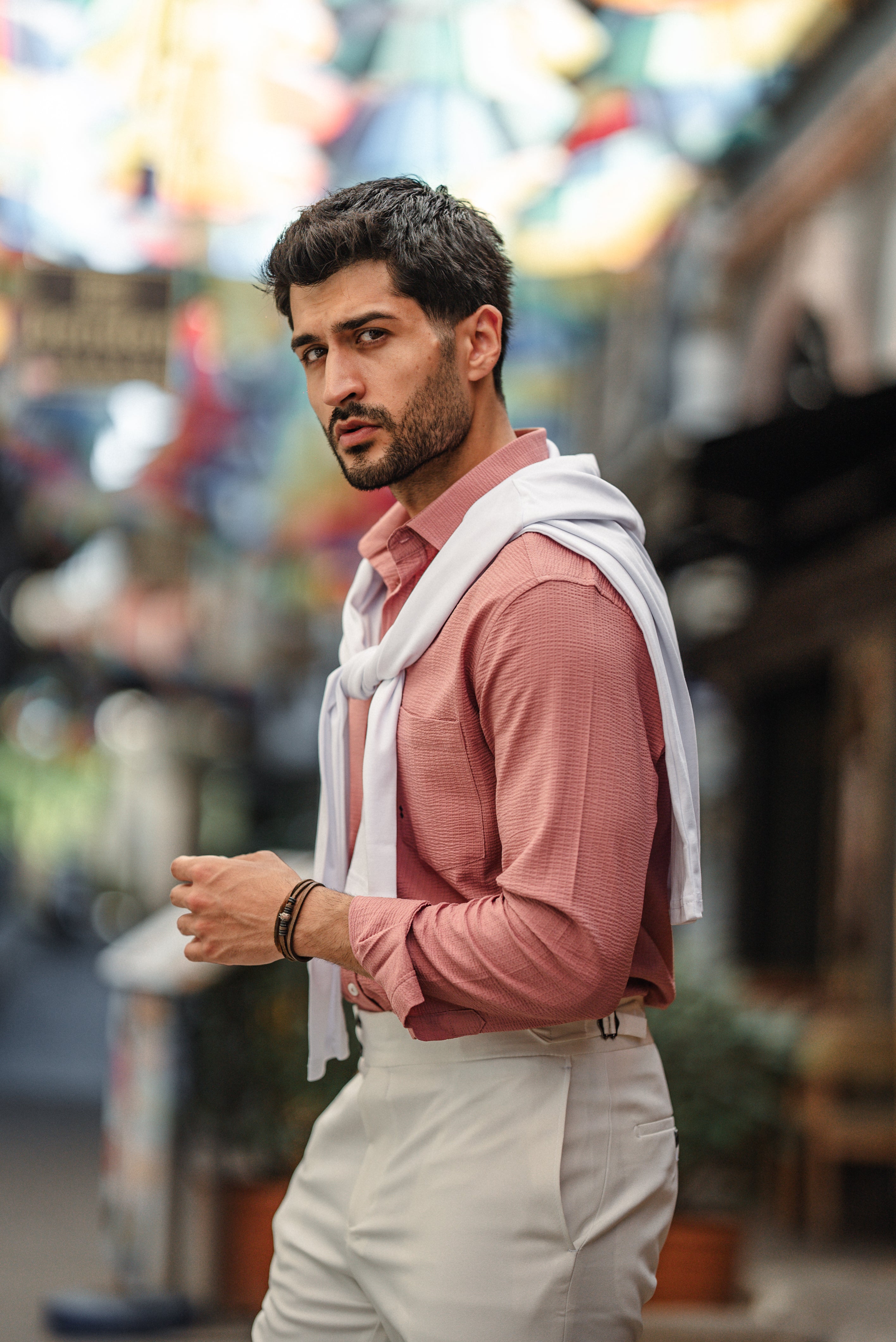 Men's Pink Linen Shirt