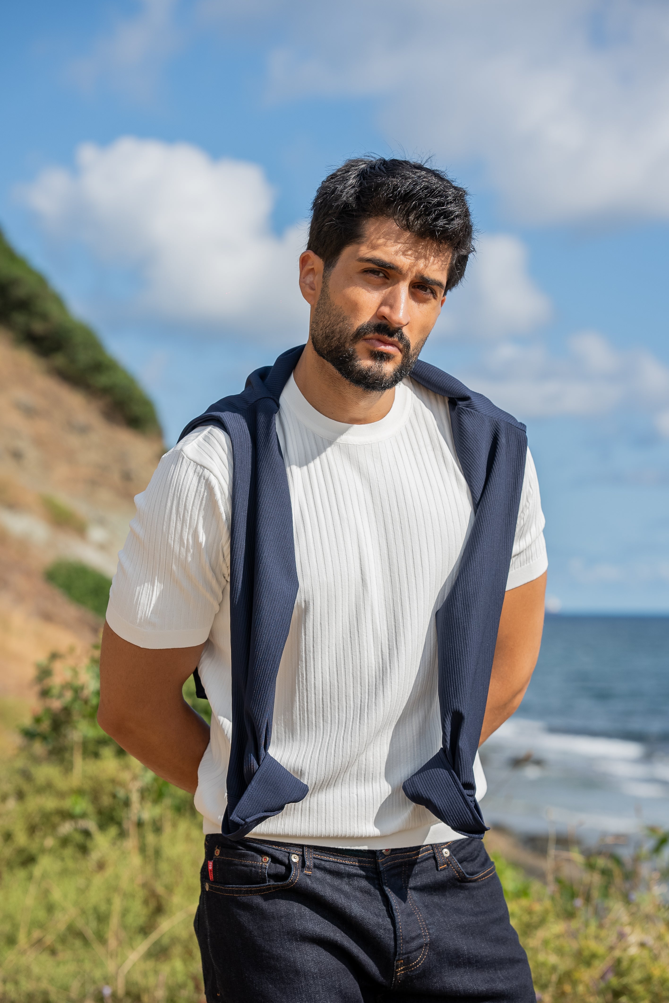 Men's White Knit T-Shirt
