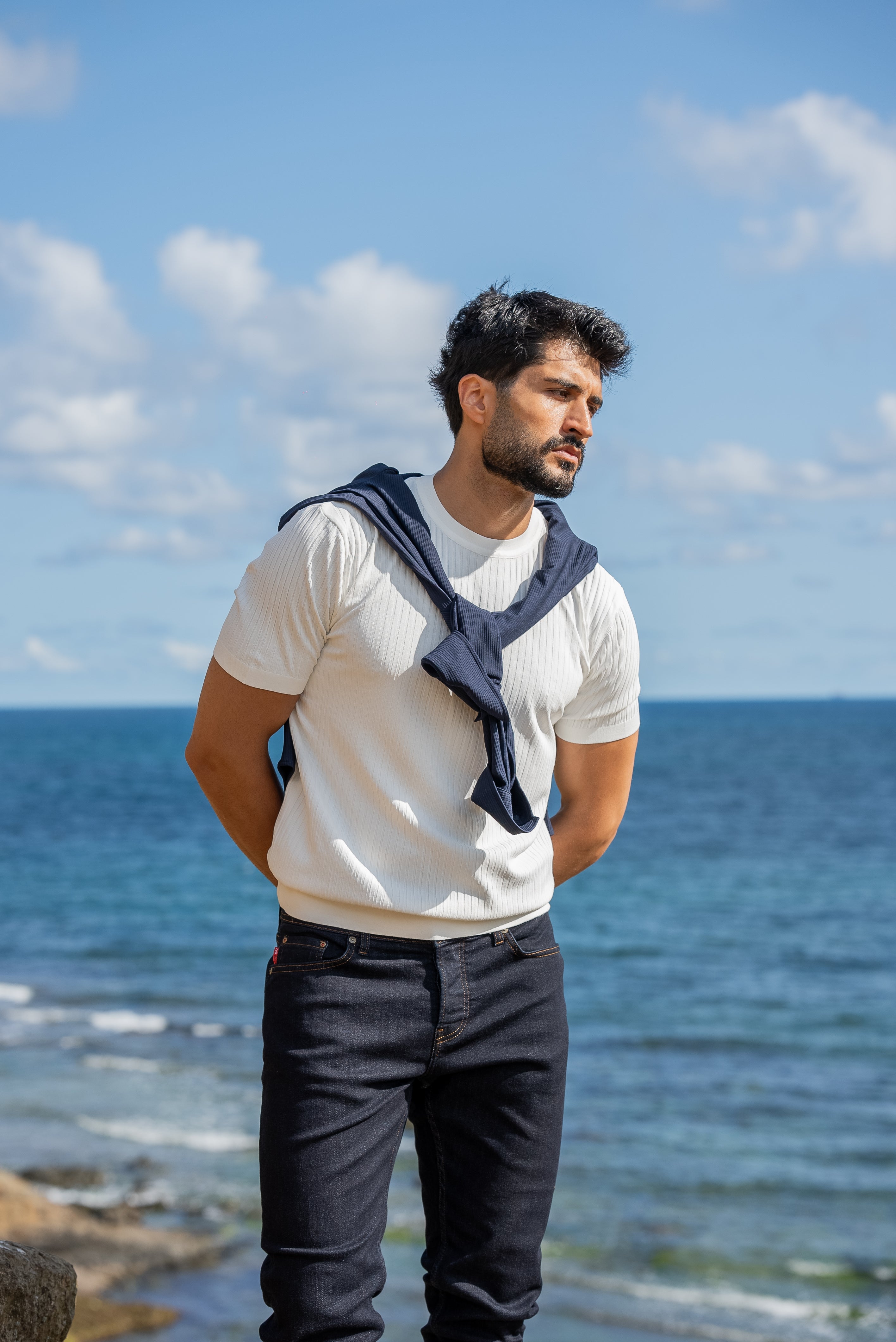 Men's White Knit T-Shirt