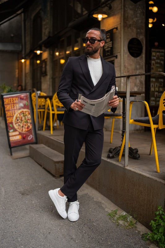 Men's Black Slim-Fit Suit