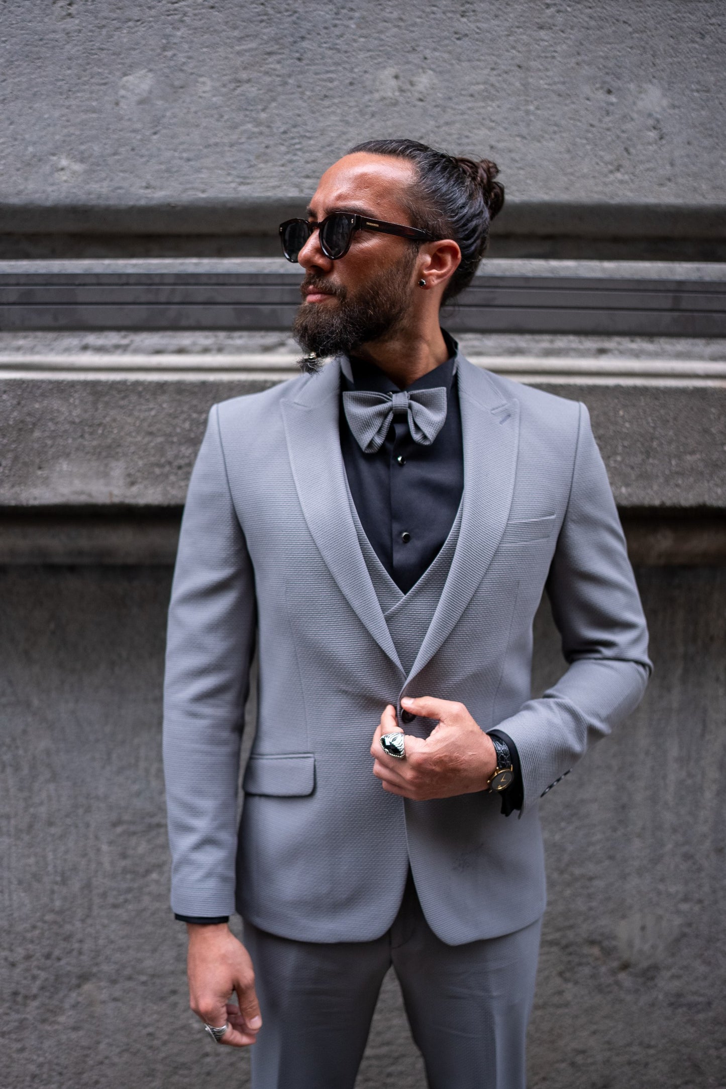 Men's Gray Slim-Fit 3-Piece Suit