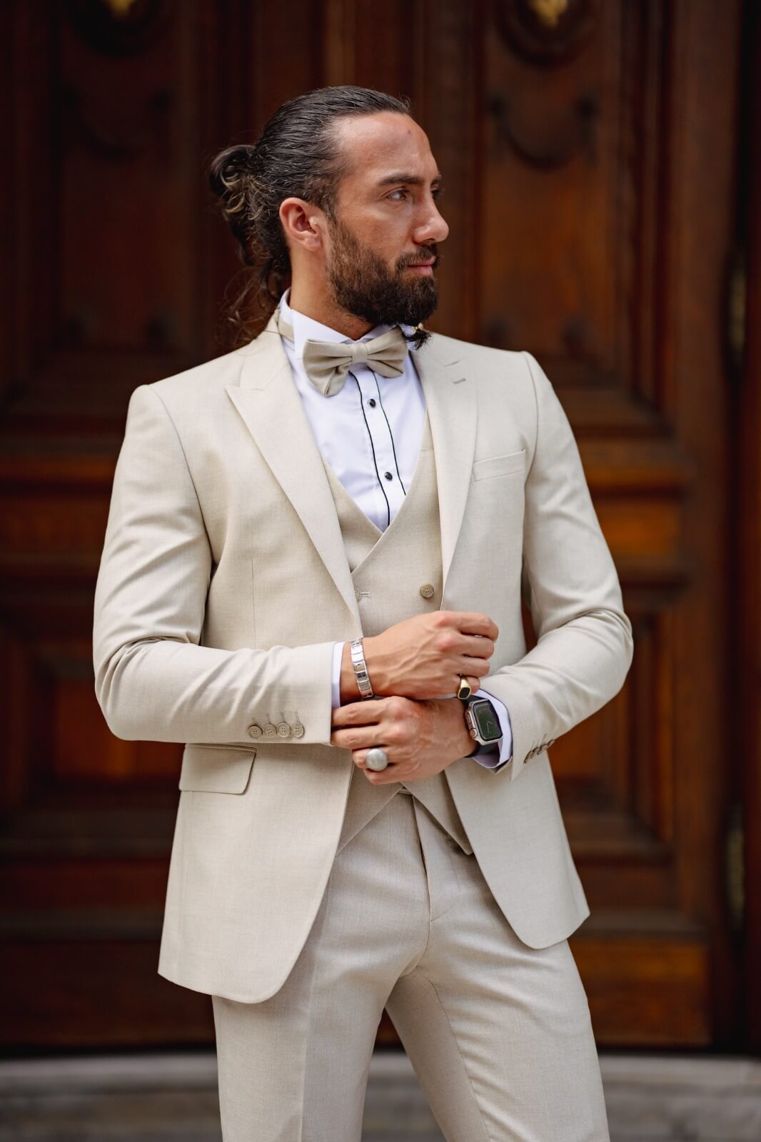 Nile Beige Tuxedo Suit