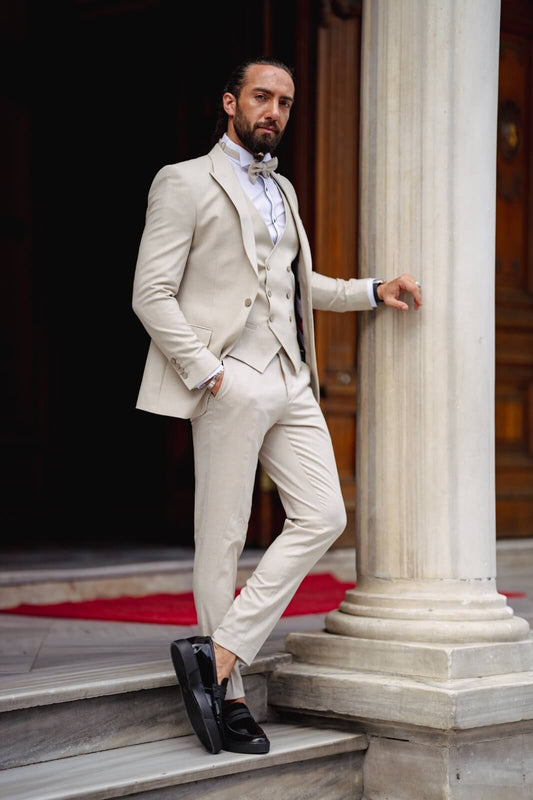 Nile Beige Tuxedo Suit