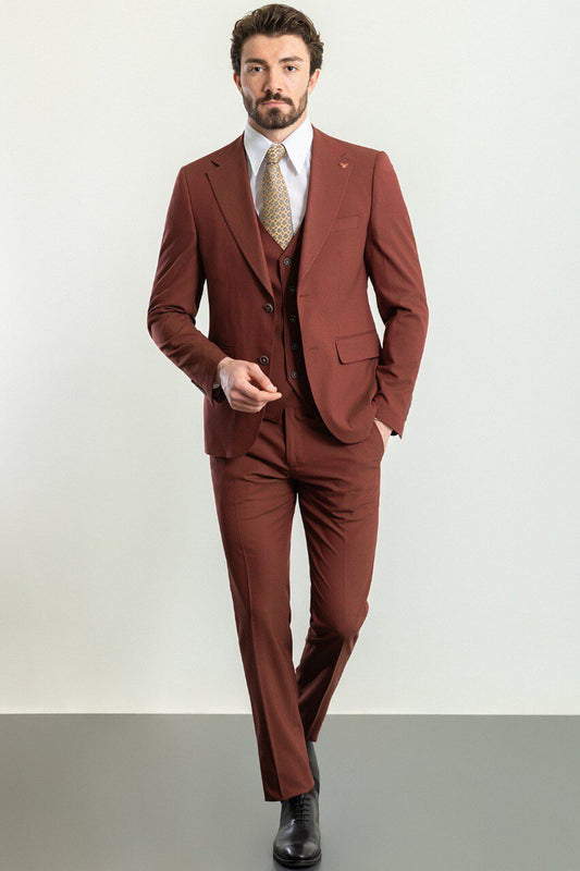 Men's Brown 3-piece Suit
