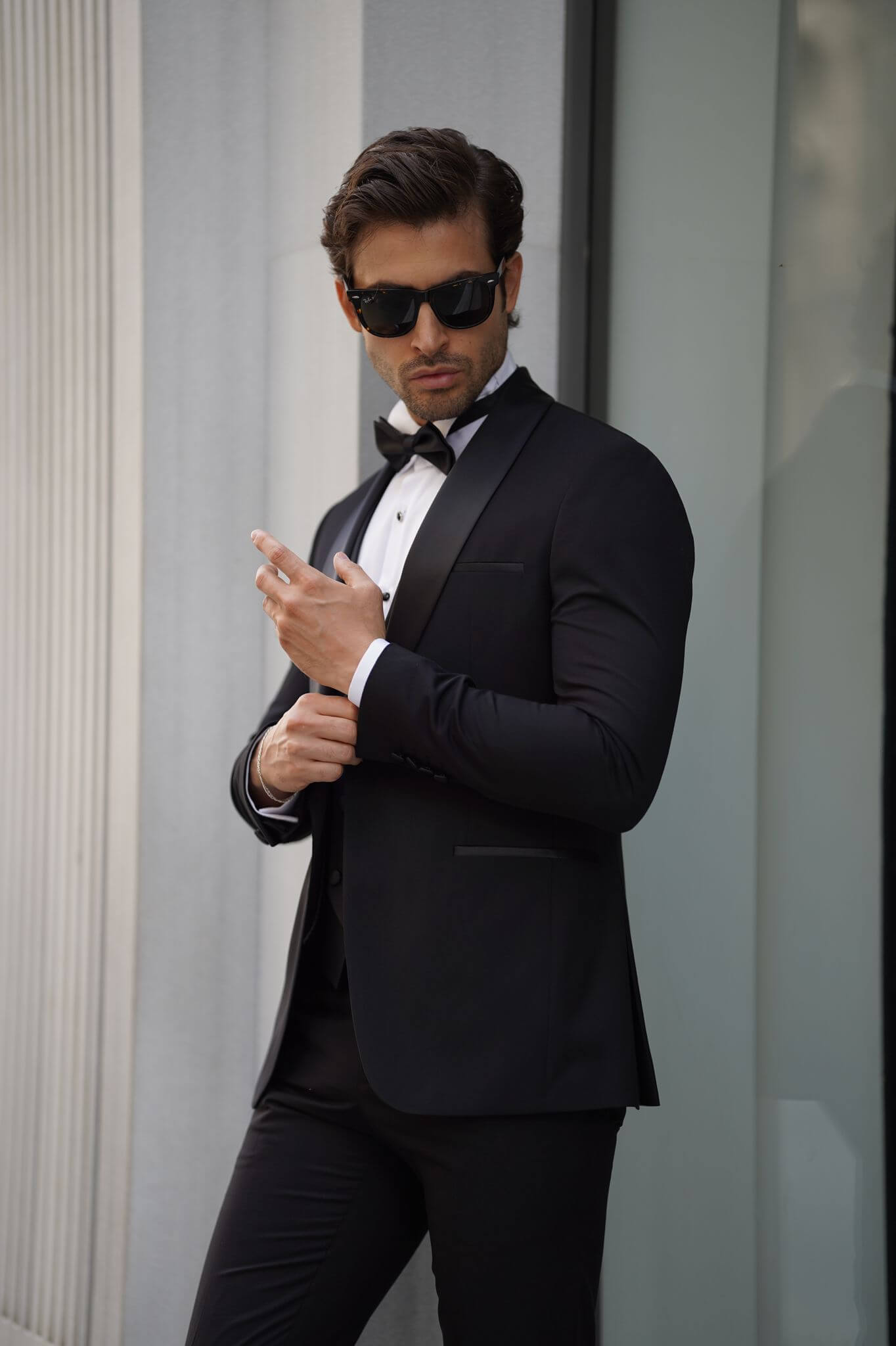 Slim Fit Shawl Collar Black Tuxedo Suit.