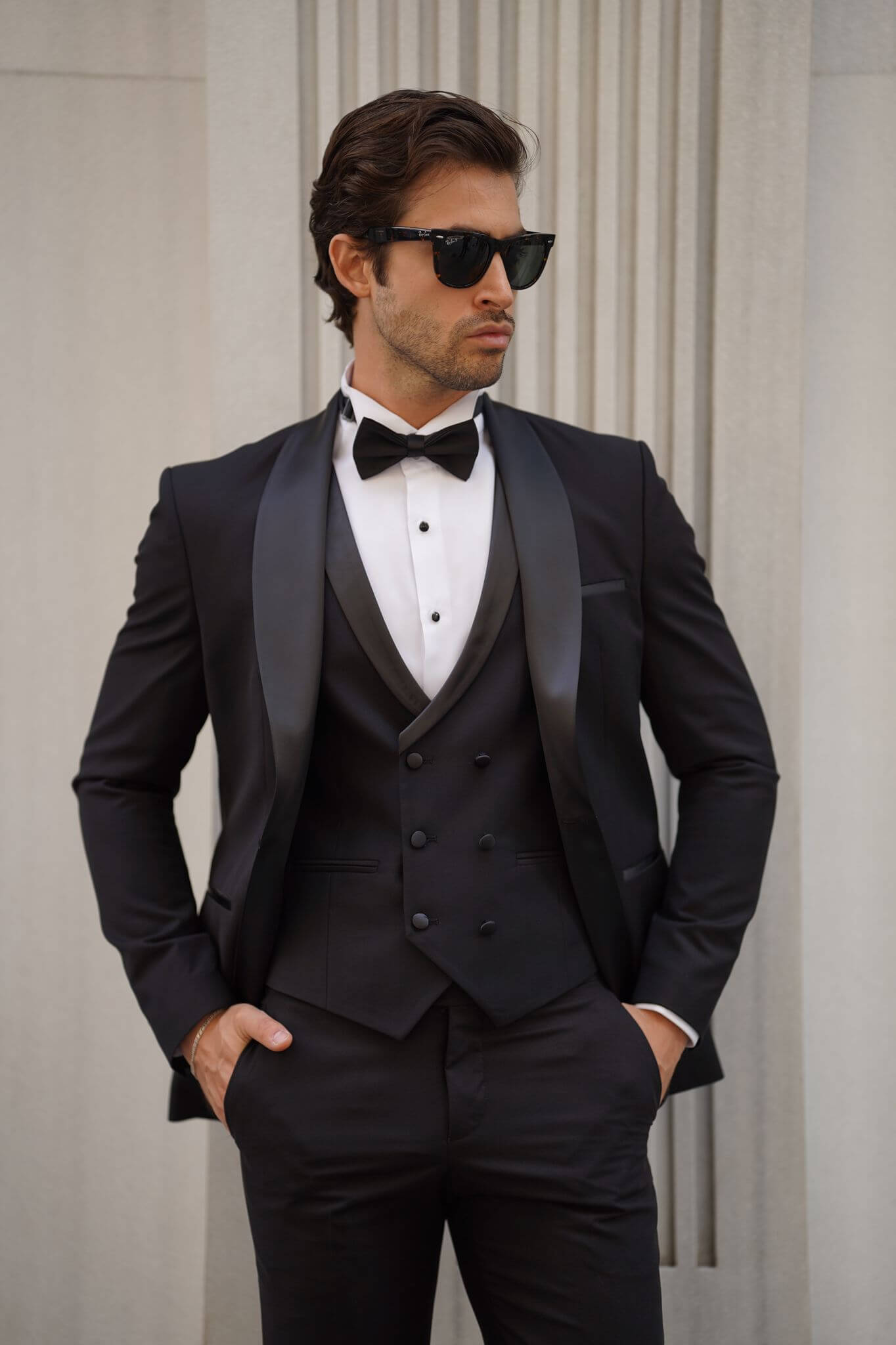 Slim Fit Shawl Collar Black Tuxedo Suit.