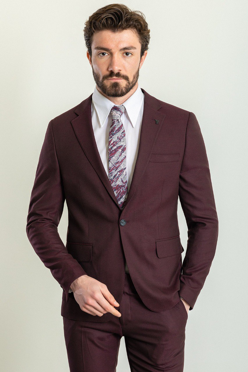 Burgundy Slim Fit Suit