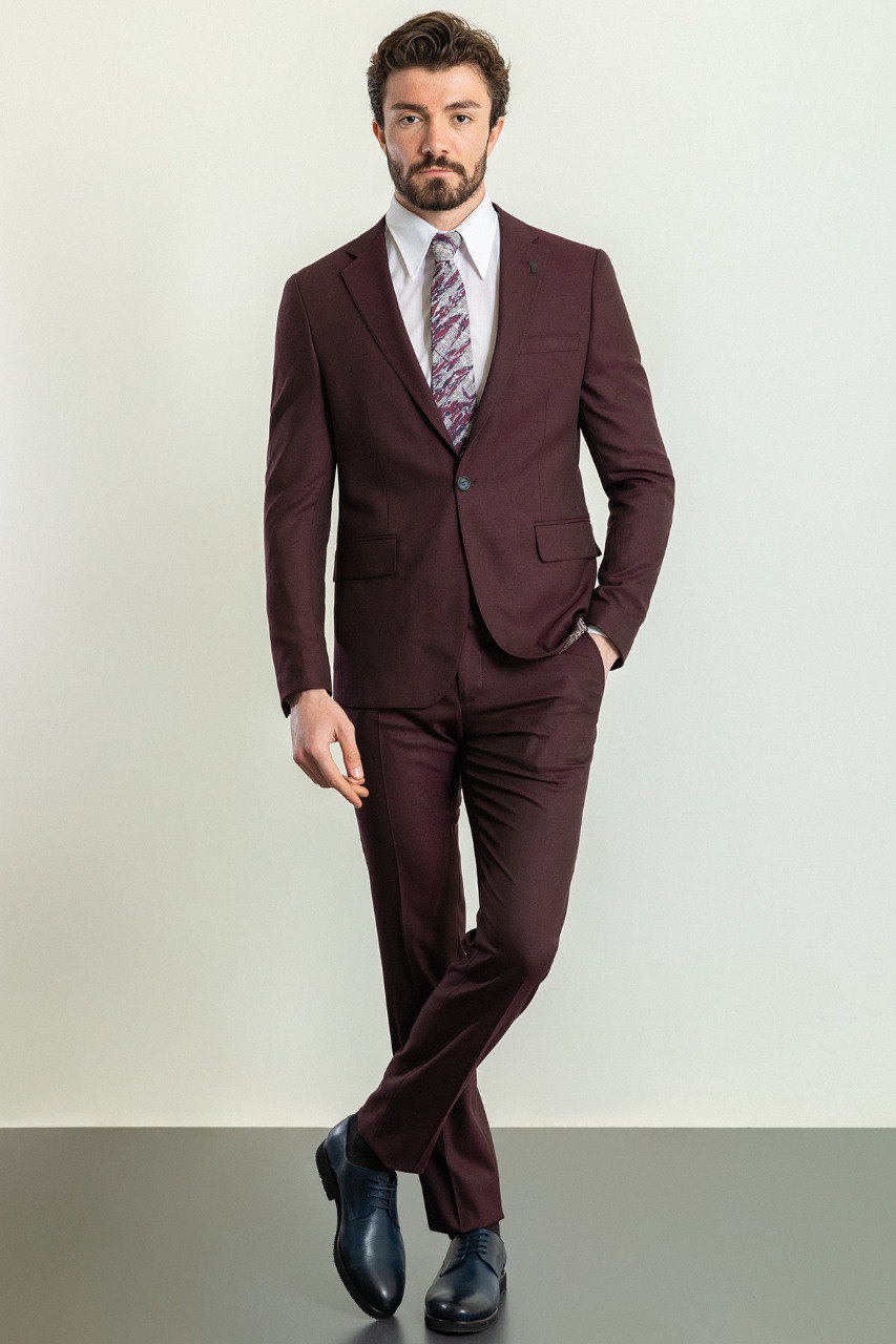 Burgundy Slim Fit Suit