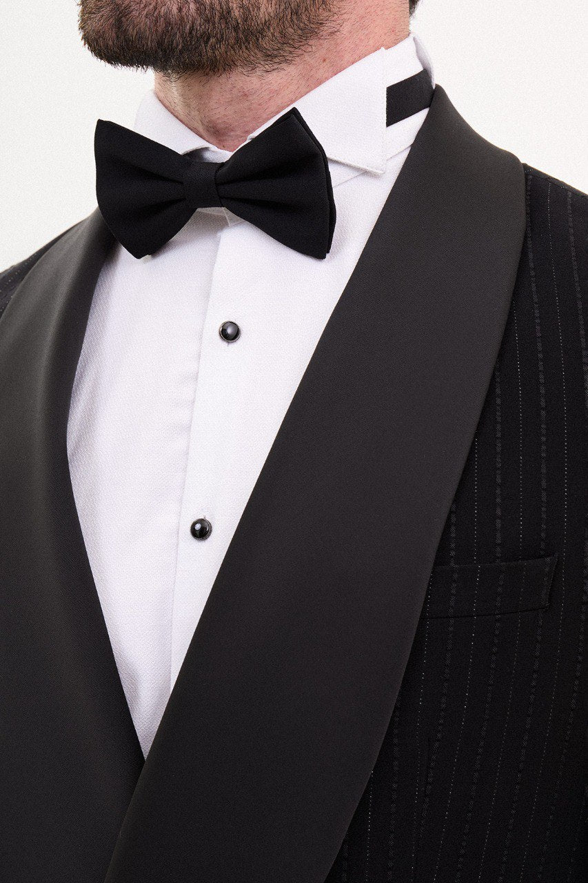 Black Pinstripe Double Breasted Tuxedo