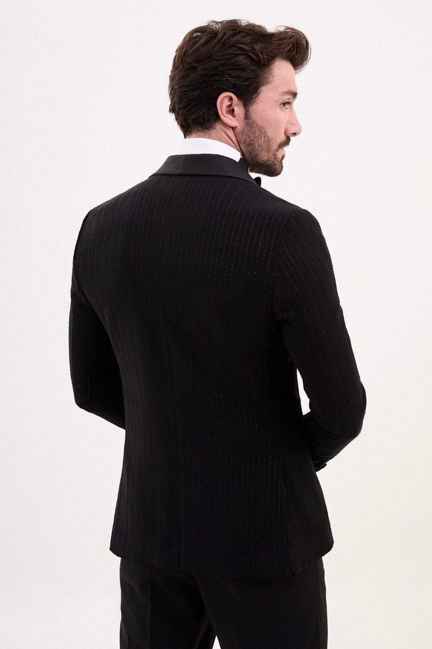 Black Pinstripe Double Breasted Tuxedo