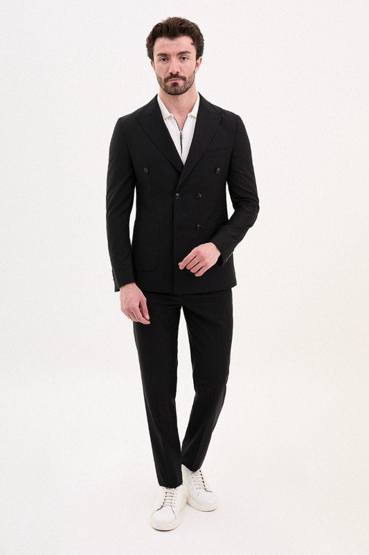 Black Double-Breasted Monarch Suit